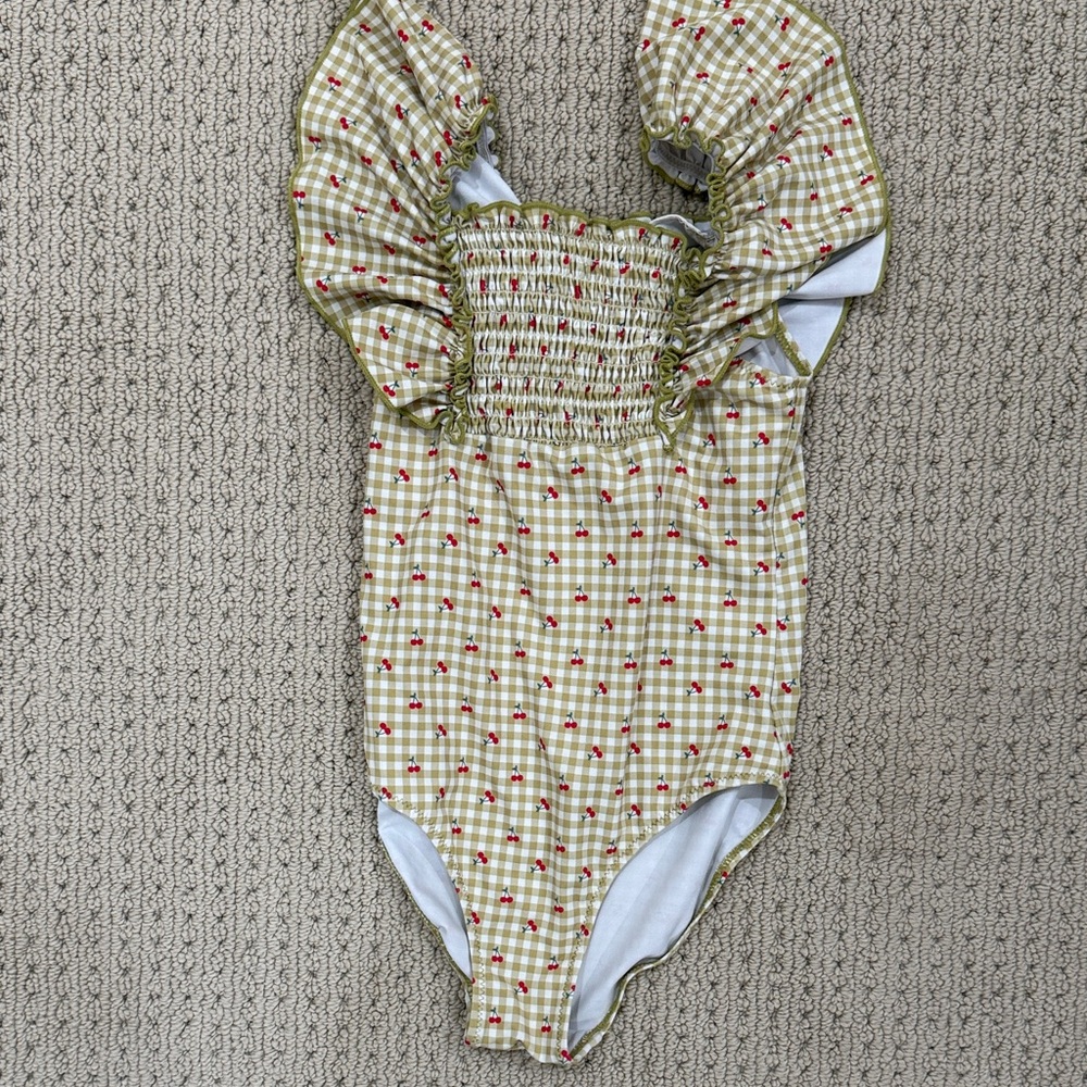 Zara Kids One Piece Swimsuit with Green and Red Gingham